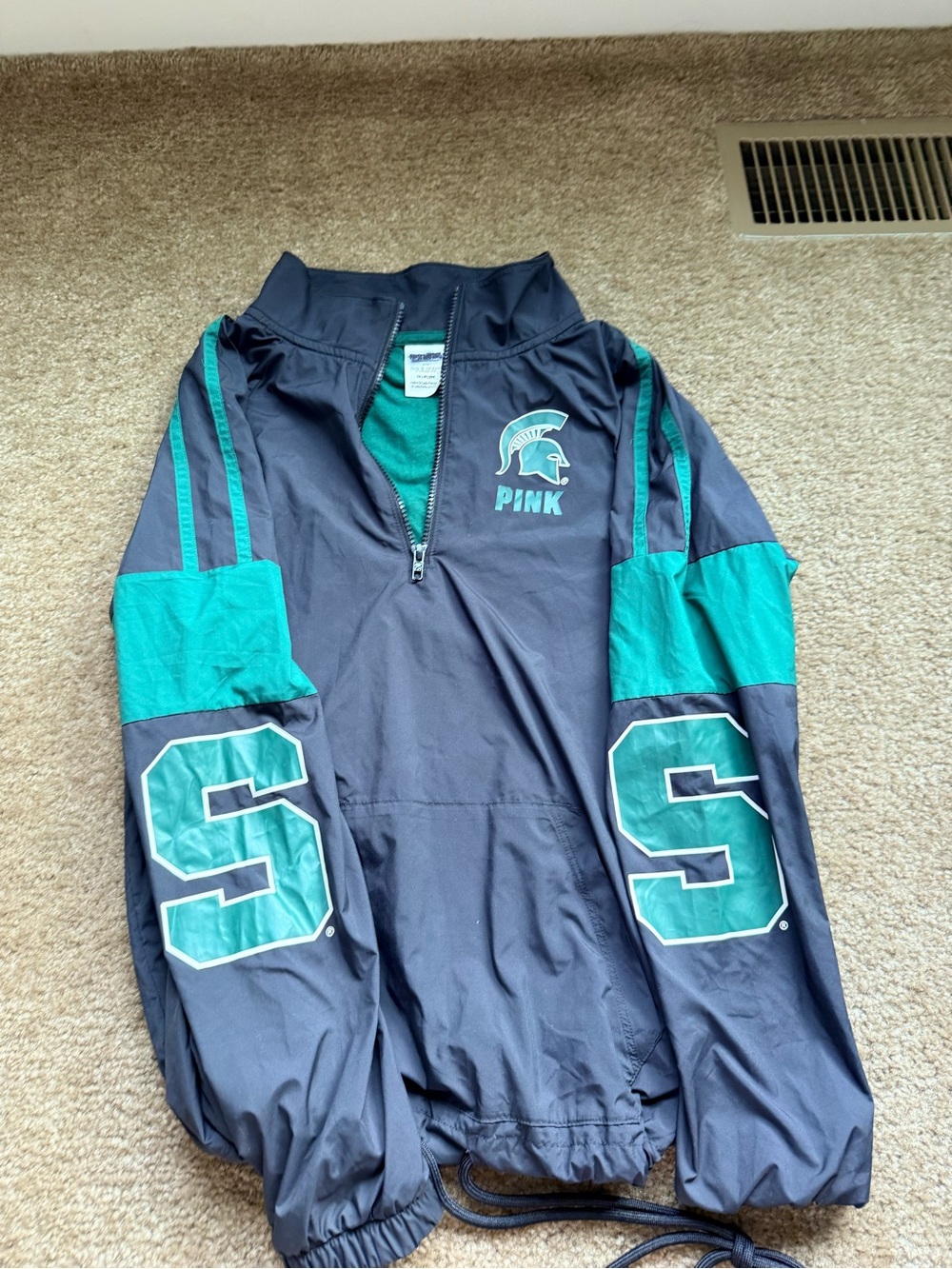 Victoria’s Secret PINK Michigan State Spartans quarter zip Windbreaker Sz xs